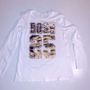 Cute Gold Leopard Boss 25 long sleeve girl’s top!